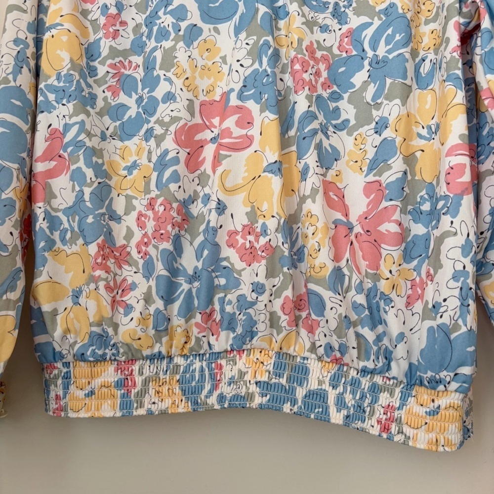 Vera Neumann Vintage 70's Smocked Floral Blouse Sz 16 NEW NWT NOS - Picture 3 of 8